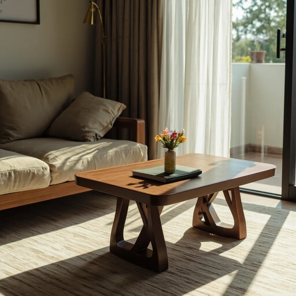 Meja kopi Amerika 130 cm x 70 cm walnut di ruang tamu teres Johor Bahru