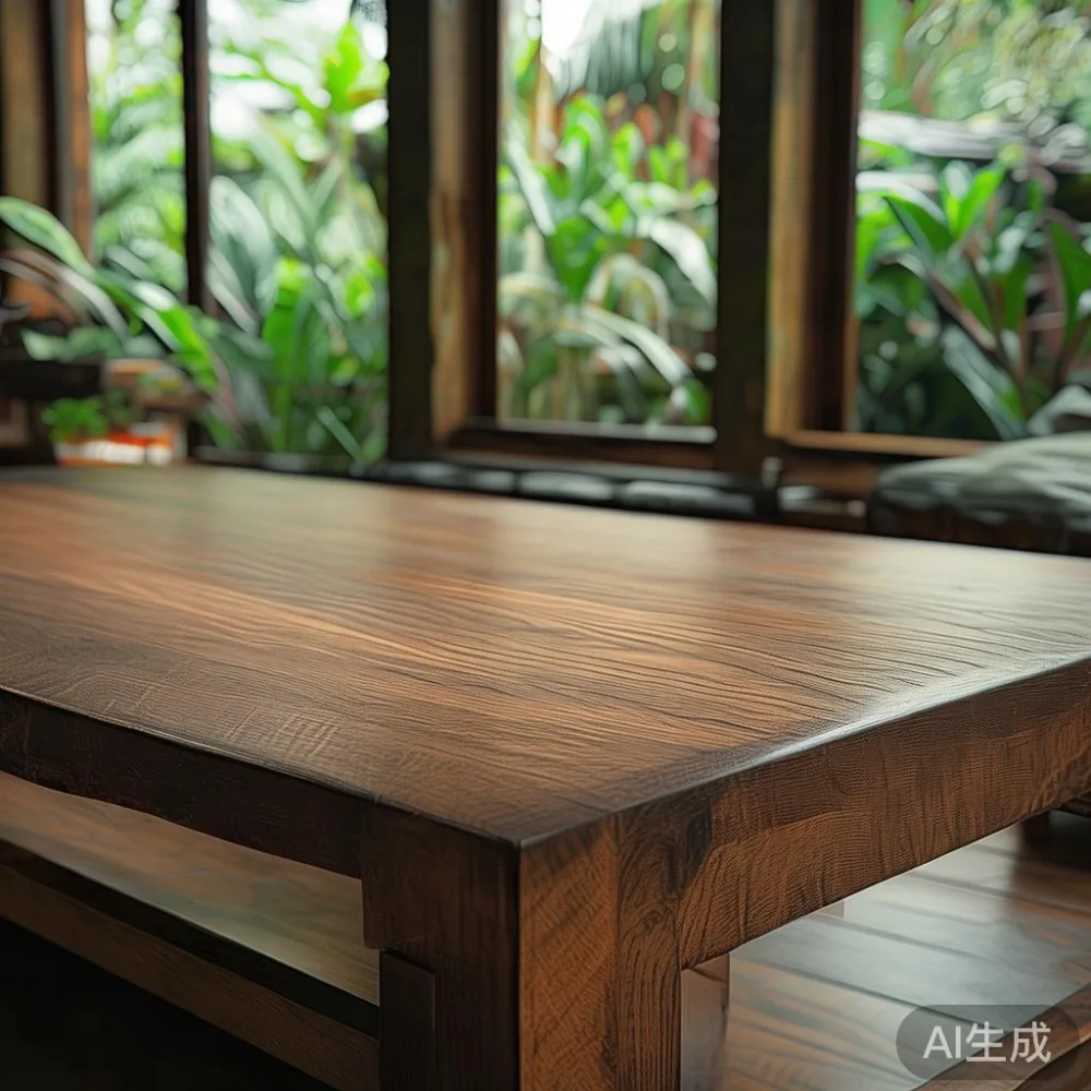 Meja kopi mewah gaya Amerika kayu oak dengan kemasan walnut gelap di Pulau Pinang