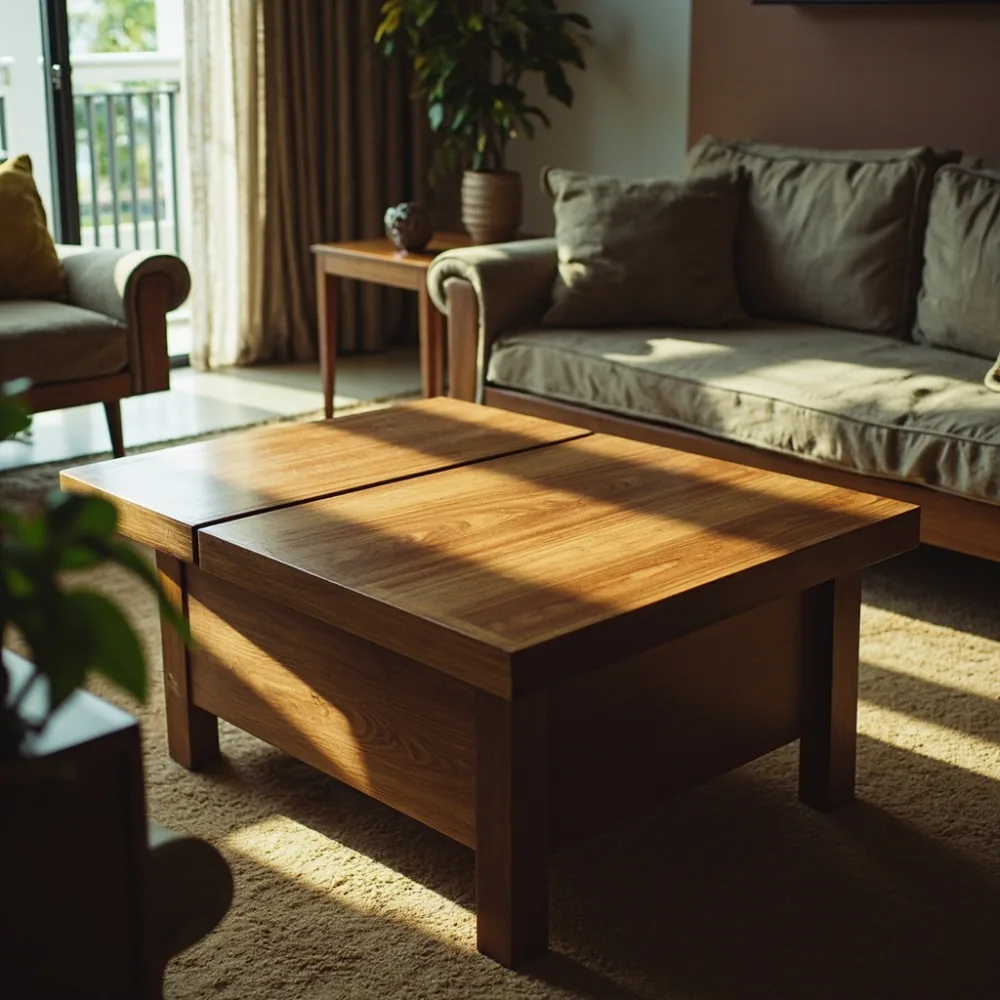 Coffee table my kayu pepejal gaya Amerika untuk teres JB