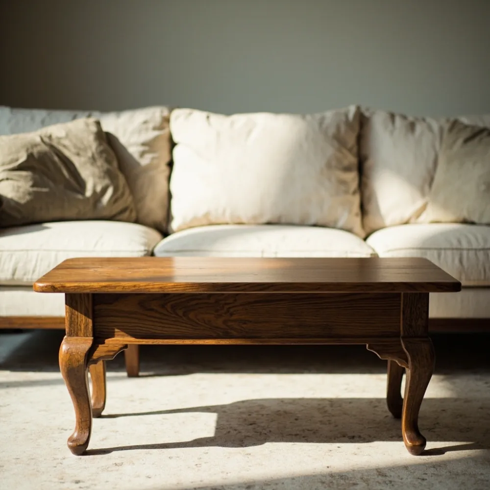 Coffee table walnut clawfoot dalam ruang tamu kondominium KL