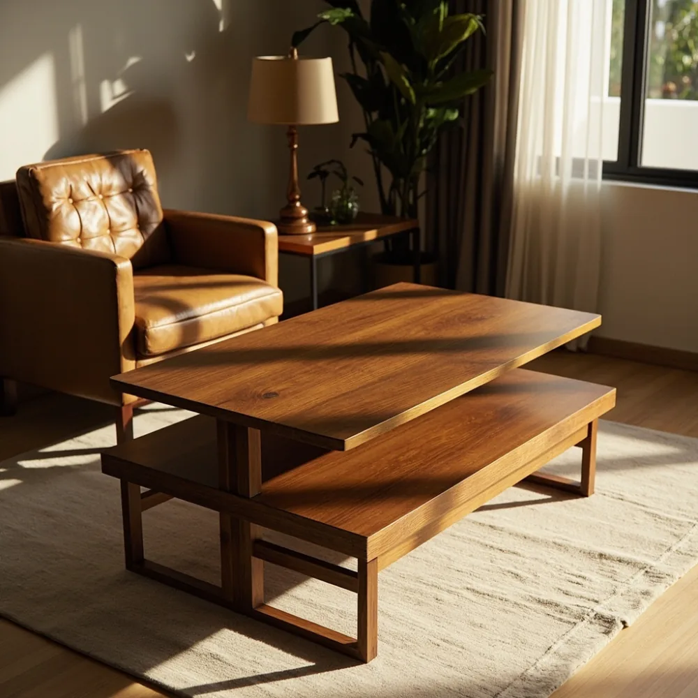Set meja kopi dan meja sisi walnut postmoden