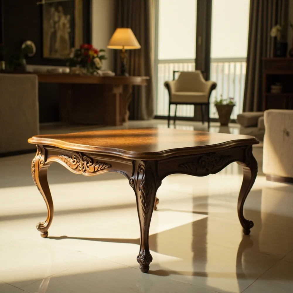 Coffee table mewah gaya Perancis di ruang tamu kondominium KL