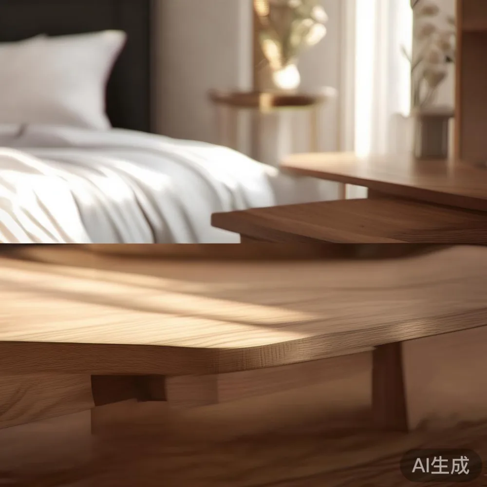 Humidity, Coffee Table MY dan Penjagaan Perabot Kayu di Malaysia — detail of the base and leg construction on a bed