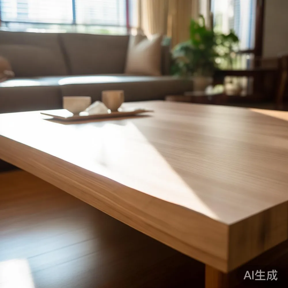 Veneer atau Kayu Pepejal? Panduan Kos 5 Tahun untuk Meja Kopi di Kondo — in a sunlit Singapore HDB living room, morning l