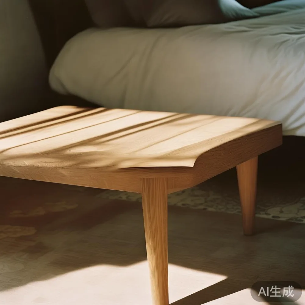 Panduan Memilih Saiz Meja Kopi untuk Ruang Tamu Kondominium Anda di Ma — detail of the base and leg construction on a bed