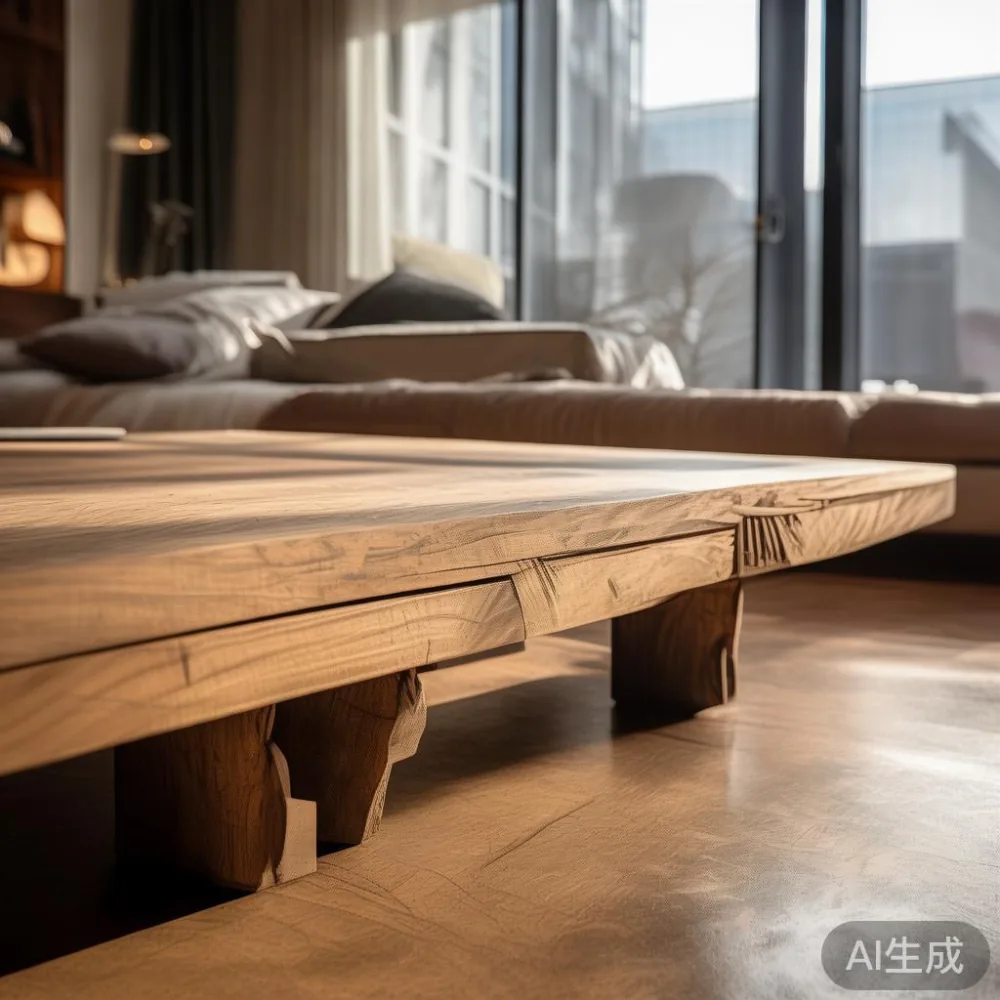 Panduan Memilih Saiz Coffee Table untuk Ruang Tamu Kondominium Malaysi — detail of the base and leg construction on a bed