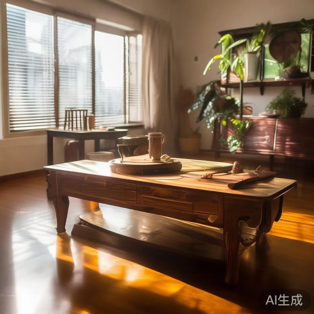 Cara Menjaga Meja Kopi dan Perabot Lakuer di Iklim Lembap Malaysia — in a sunlit Singapore HDB living room, morning l