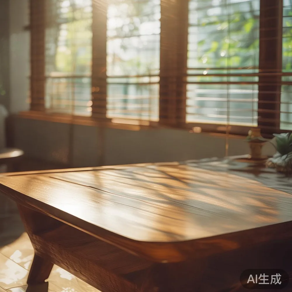 Veneer lwn Kayu Pepejal: Perbandingan Kos 5 Tahun untuk Meja Kopi Ruma — in a sunlit Singapore HDB living room, morning l